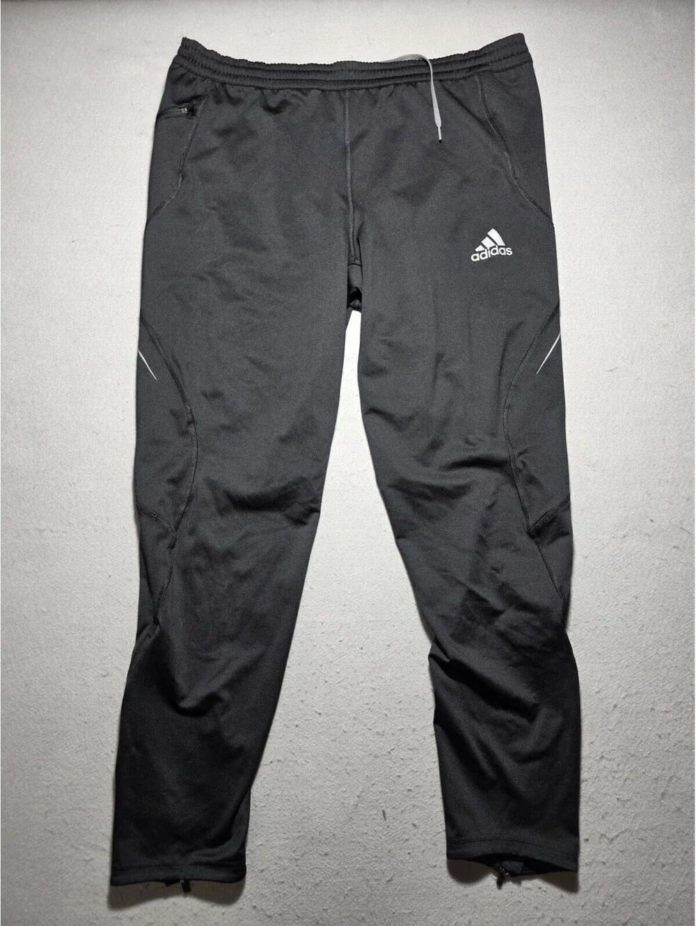 Adidas Climalite Mens Large Black Running Track Pants Zipper Ankle Style G80480